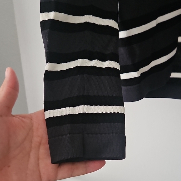 Calvin Klein Black and White Striped Cardigan - Picture 5 of 6
